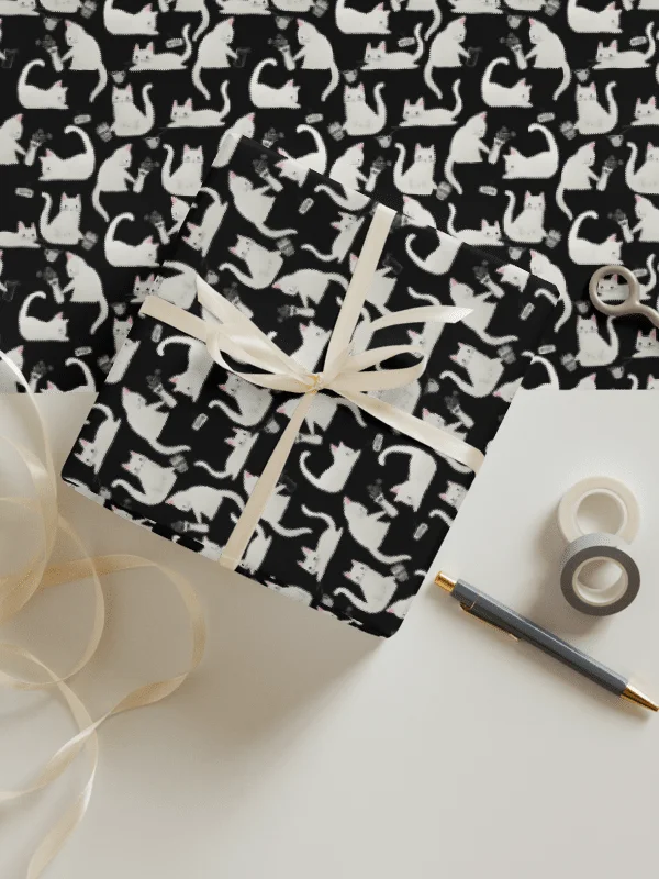 Bad Cats Knocking Stuff Over Wrapping Paper in Black, 3 Pack product image (1)
