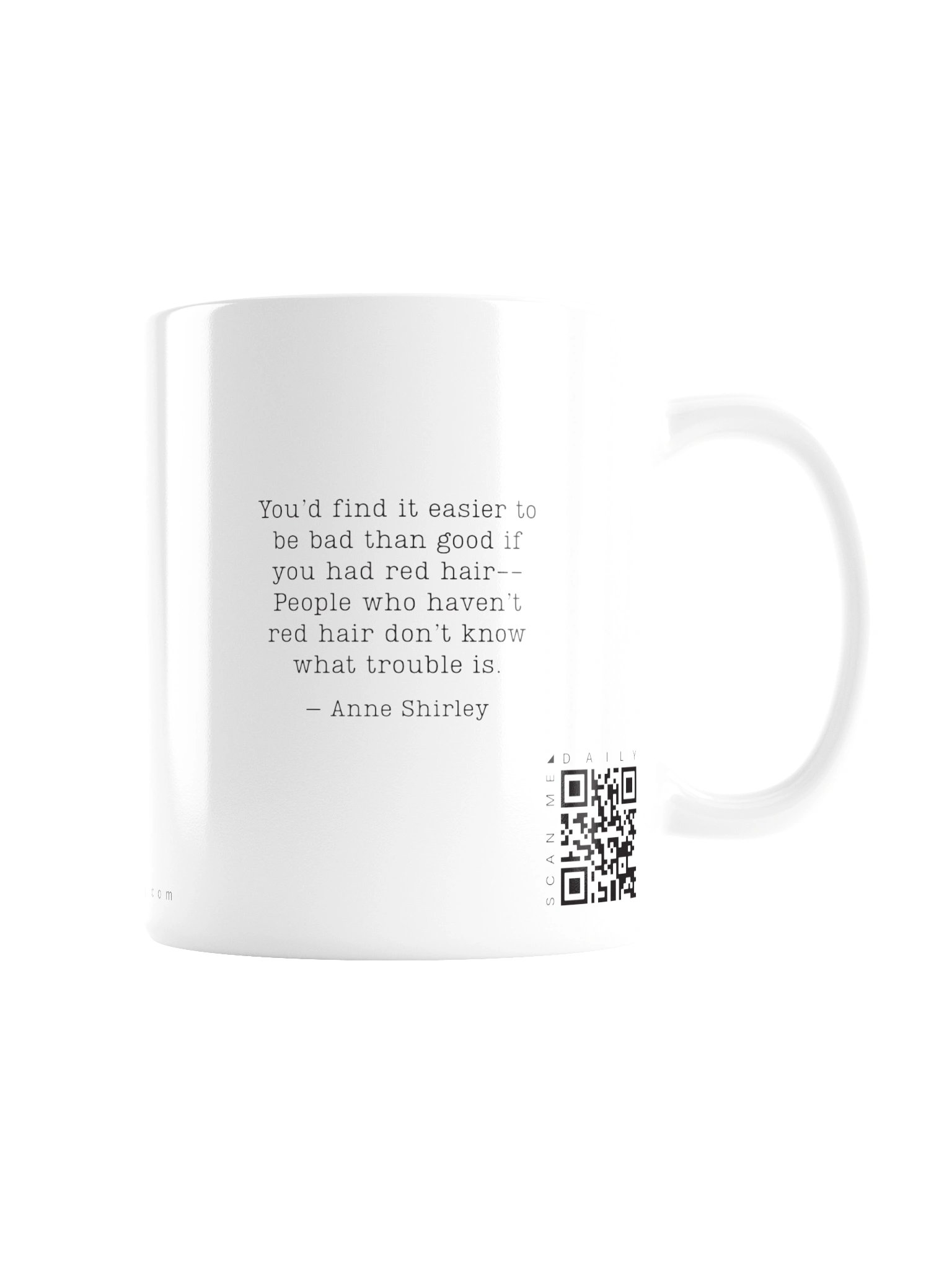 <i>Red Hair</i> • QR Mug<br /> With 160 Daily Quotes<br /> <small>Quotes from beloved novel<br />Anne of Green Gables (1908)</small> product image (2)