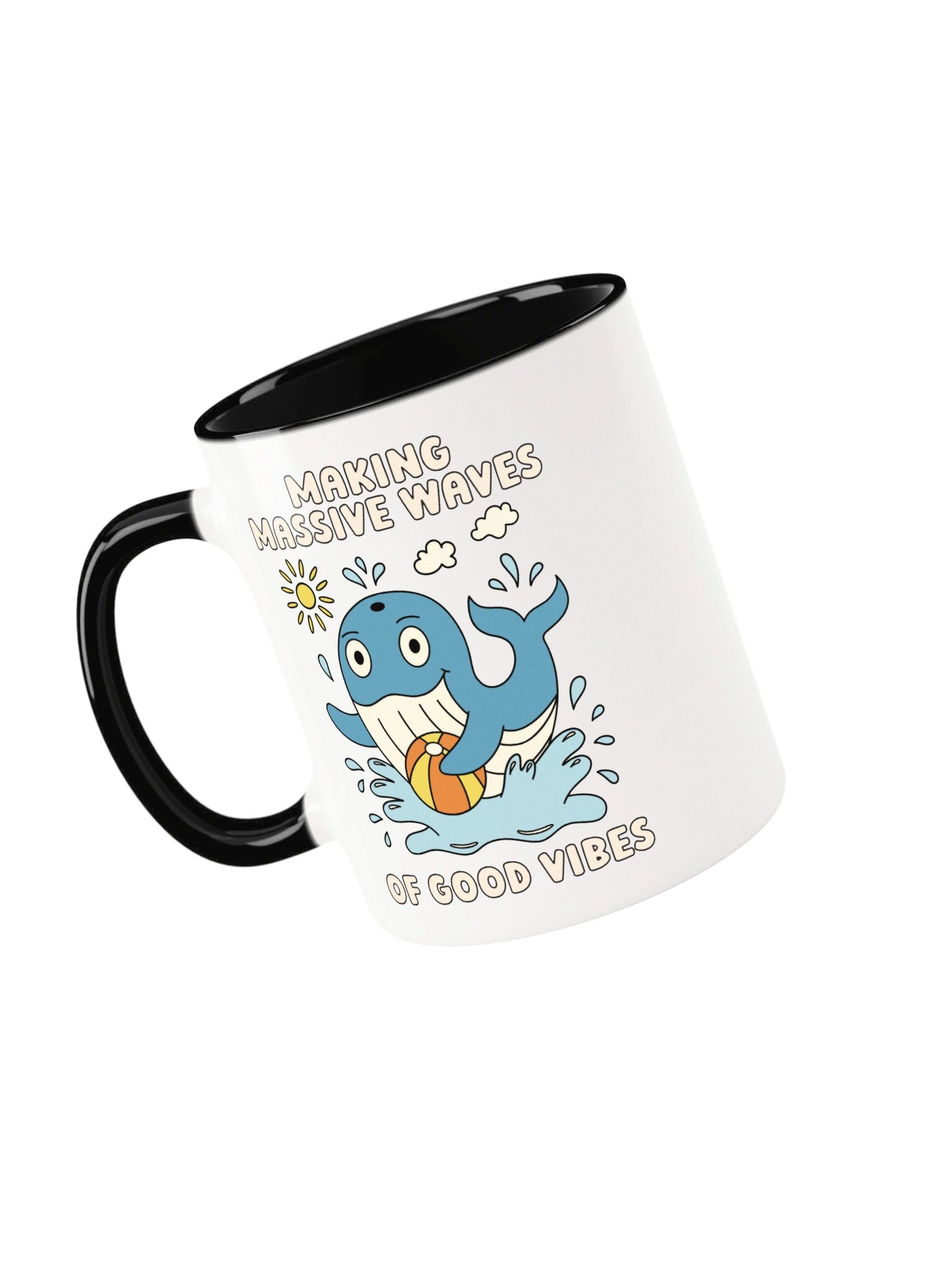 Making Massive Waves of Good Vibes Cute Silly Funny Whale Mug product image (3)