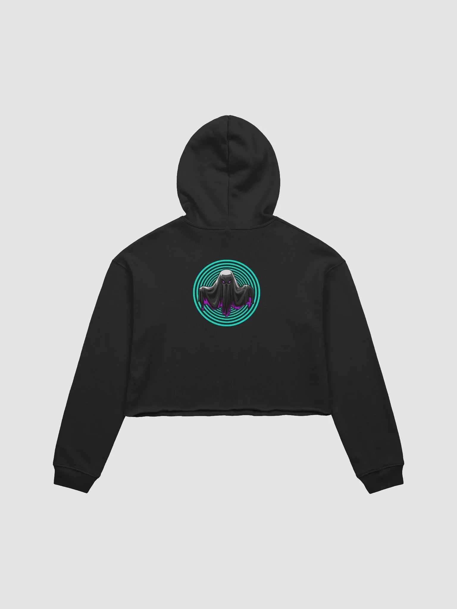 Pink Rib Crop Hoodie- Black product image (2)