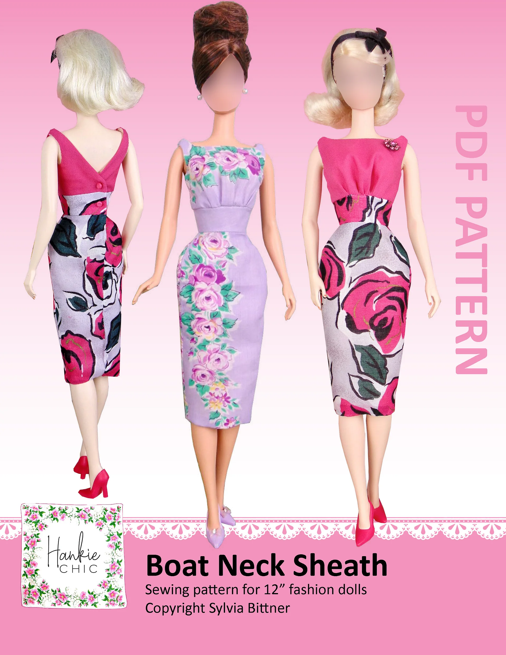 Boat Neck Sheath sewing pattern for 12" fashion dolls product image (1)