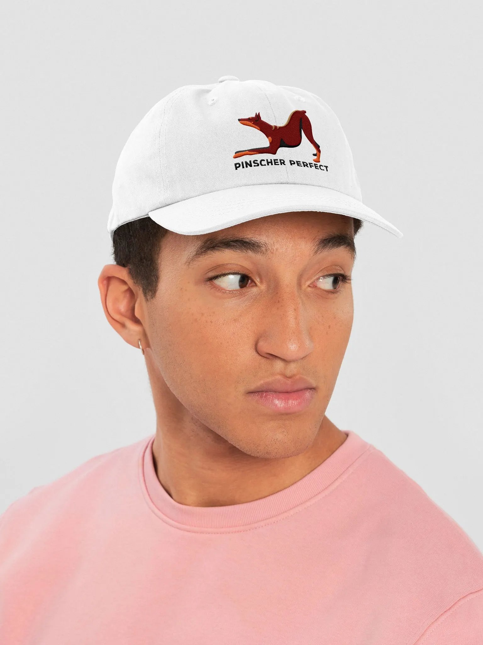 Pinscher Perfect Classic Dad Hat(Embroidered) of a Doberman Pinscher(Red) product image (35)