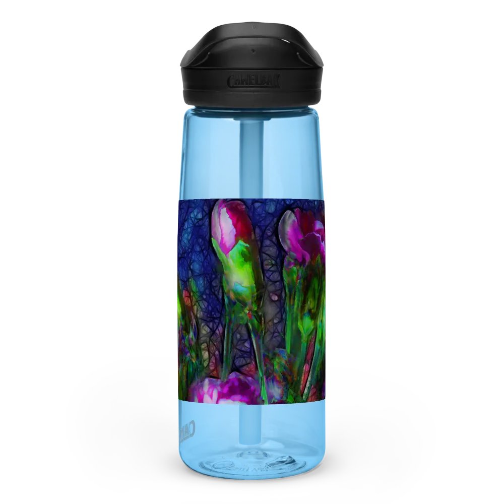Abstract Pink Carnation Stems Sports Water Bottle product image (3)