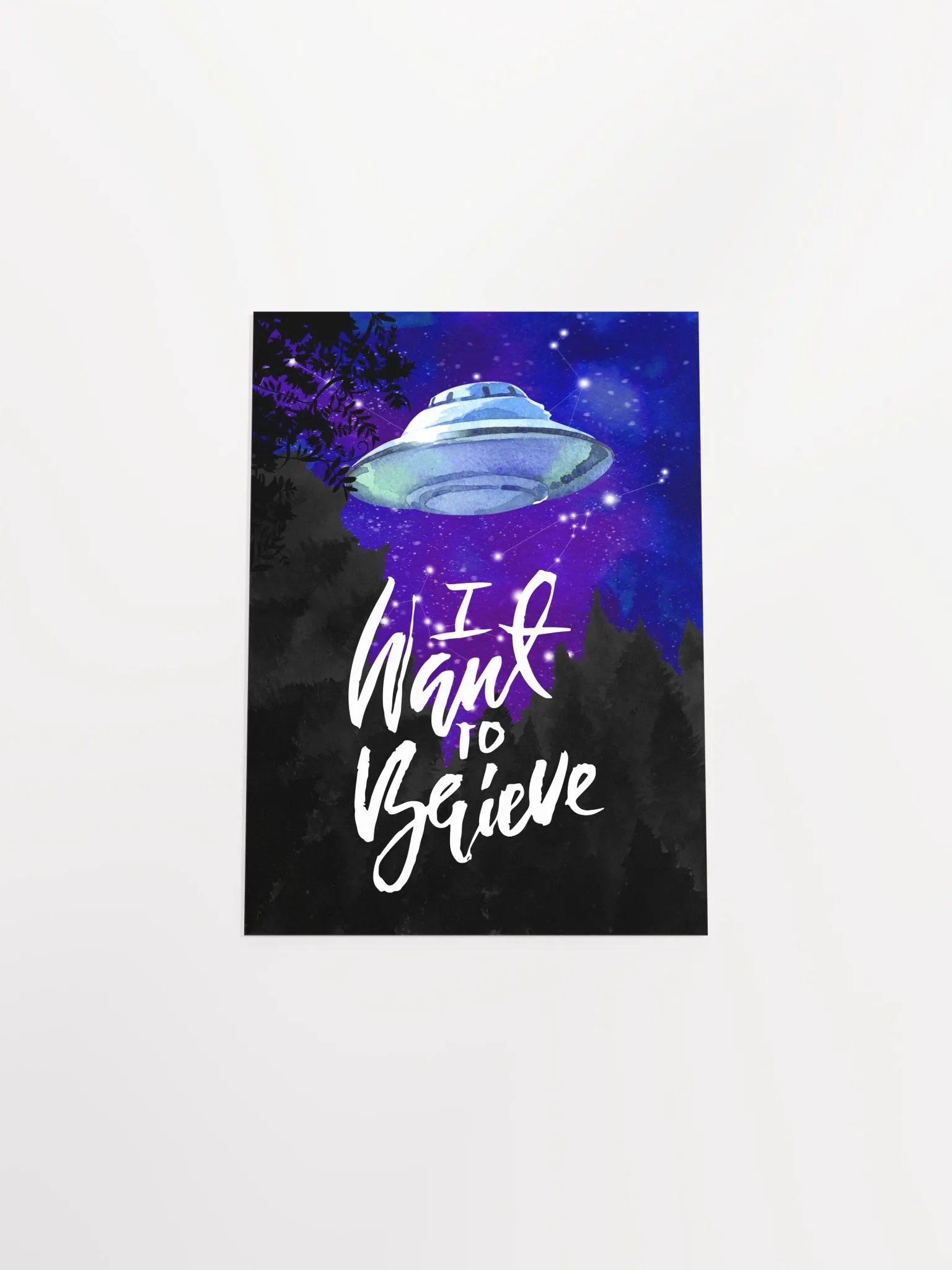 I want to believe / X-Files poster. Watercolor version — sci-fi poster, movie poster, space art print product image (8)