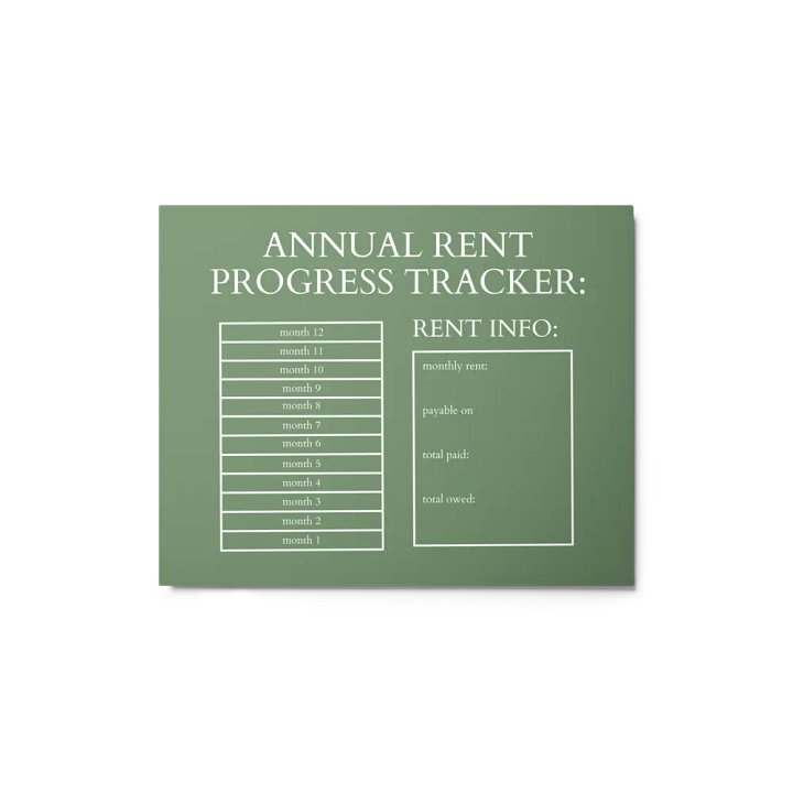 HIGHFALUTIN ANNUAL RENT TRACKER (white design 11) product image (1)