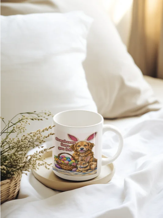 Easter Bunny & Golden Retriever Mug – Cute Easter Gift for Dog Lovers, Spring Coffee Cup with Original Illustration product image (6)