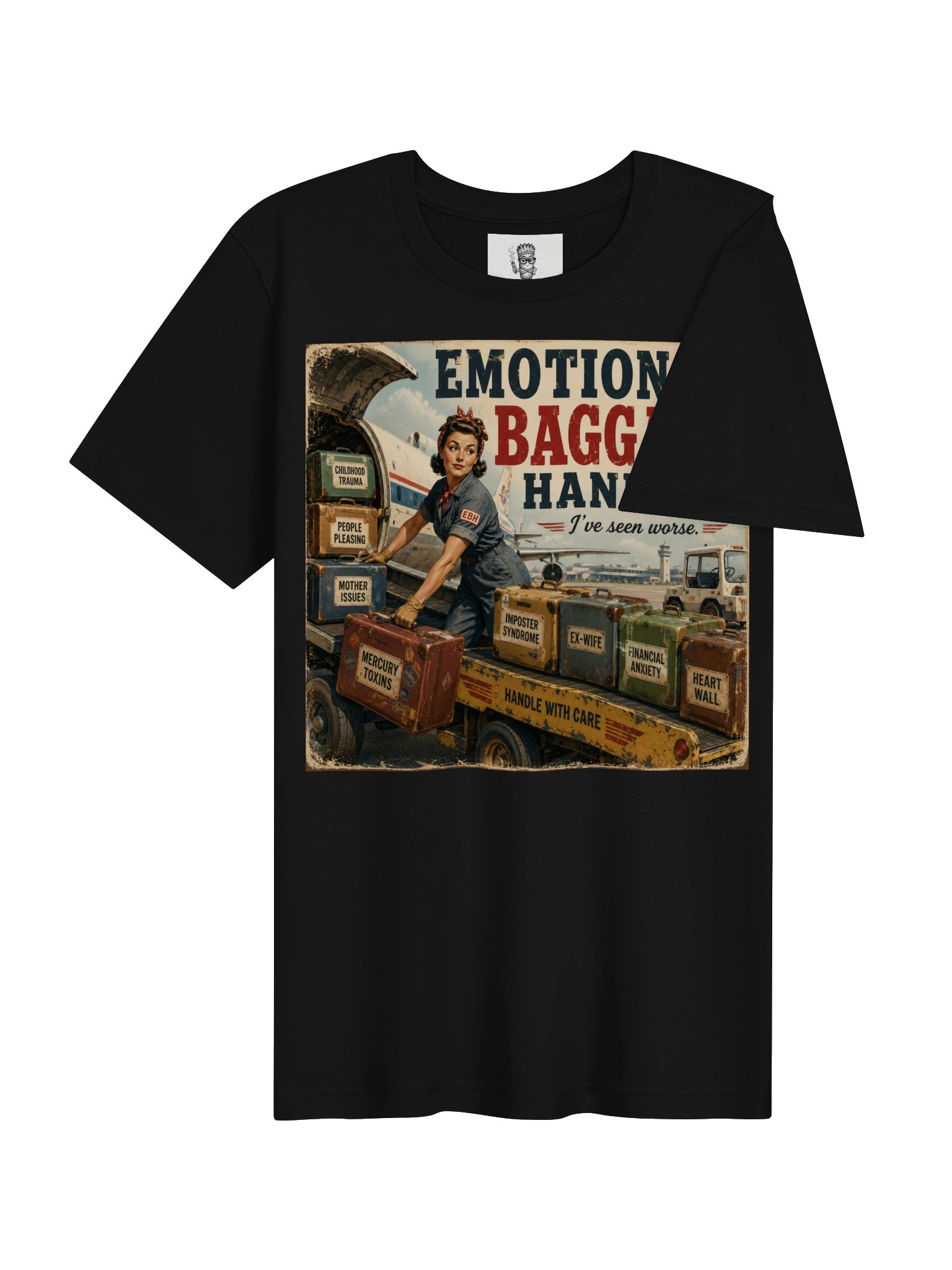 Emotional Baggage Handler – I've Seen Worse Vintage Retro T-Shirt product image (4)