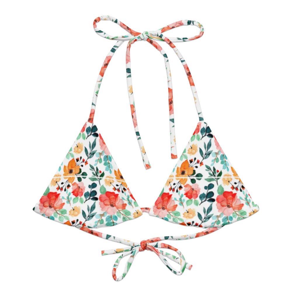 Watercolour Floral Pattern String Bikini Top - v8 product image (2)
