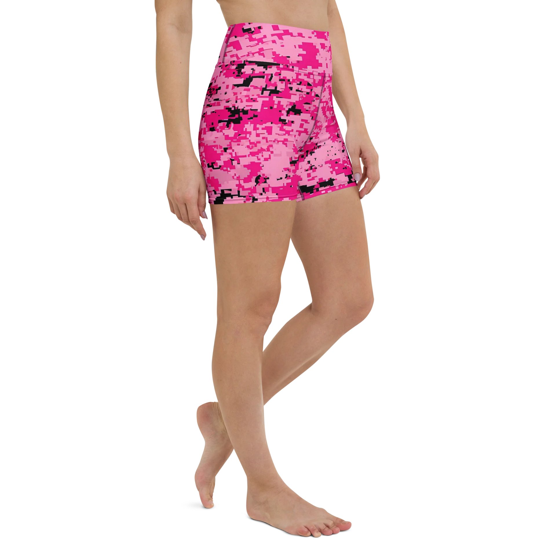Pixel Pink Camo Yoga Shorts product image (3)