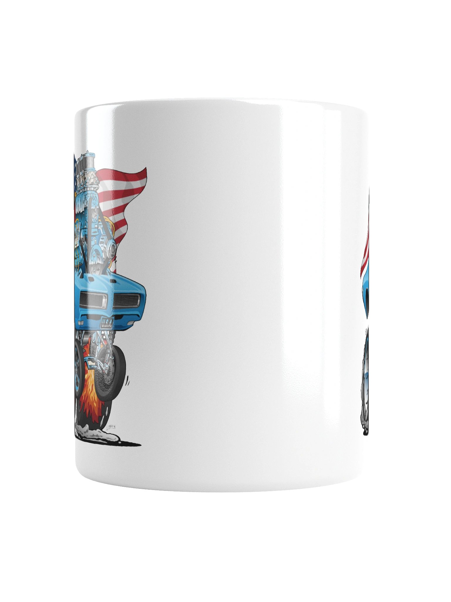 Patriotic 60s Muscle Car Funny Dragster USA Hotrod Cartoon Coffee Mug product image (6)