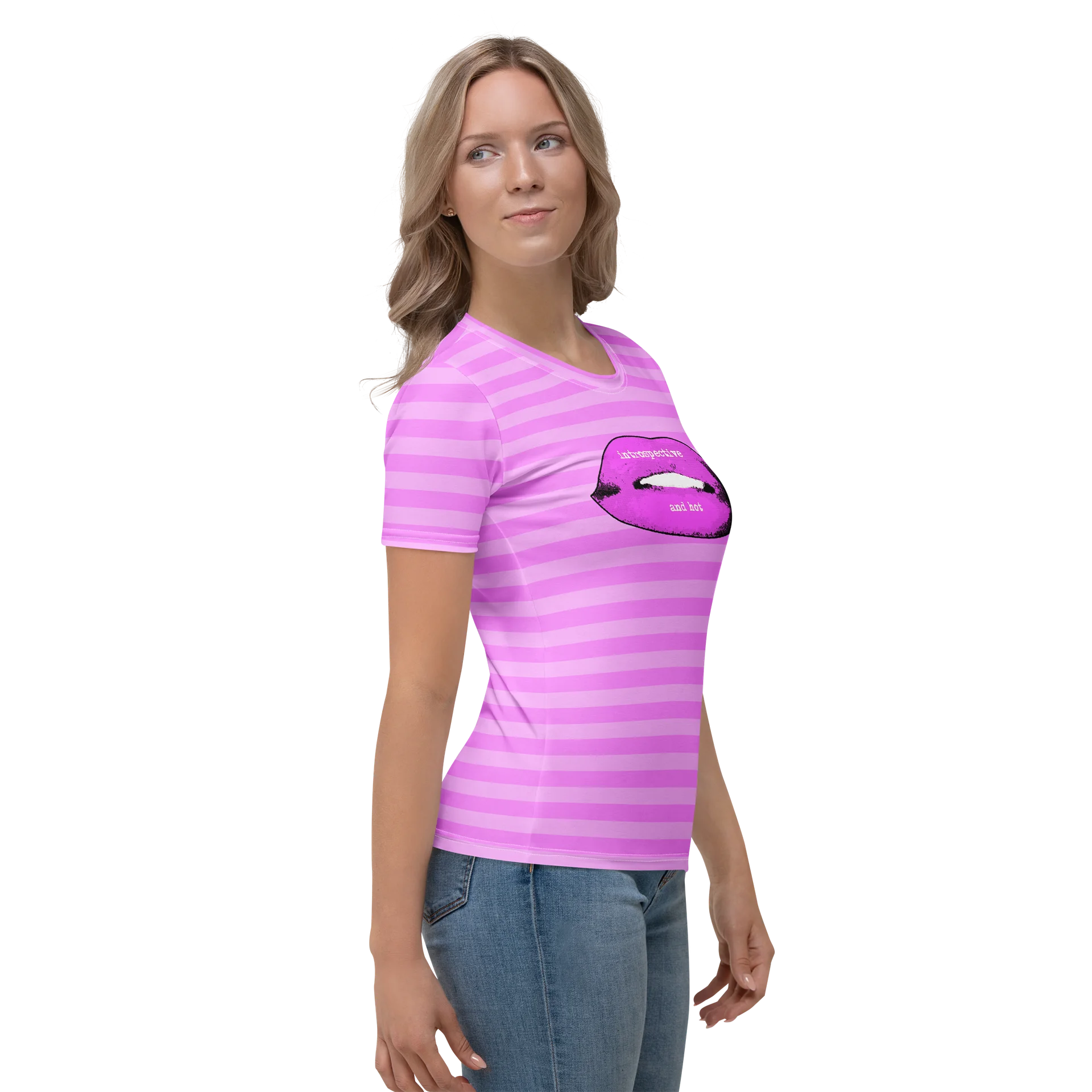 Pink Stripped Lips Designer Tee product image (4)