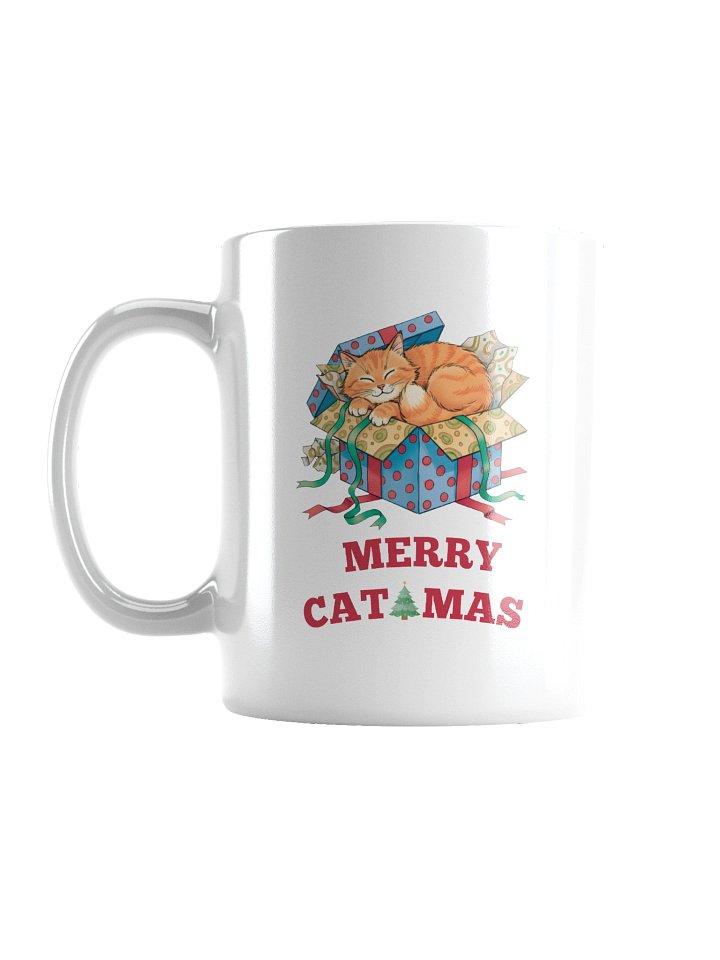 Merry Catmas White Glossy Mug, Christmas cat mug product image (1)
