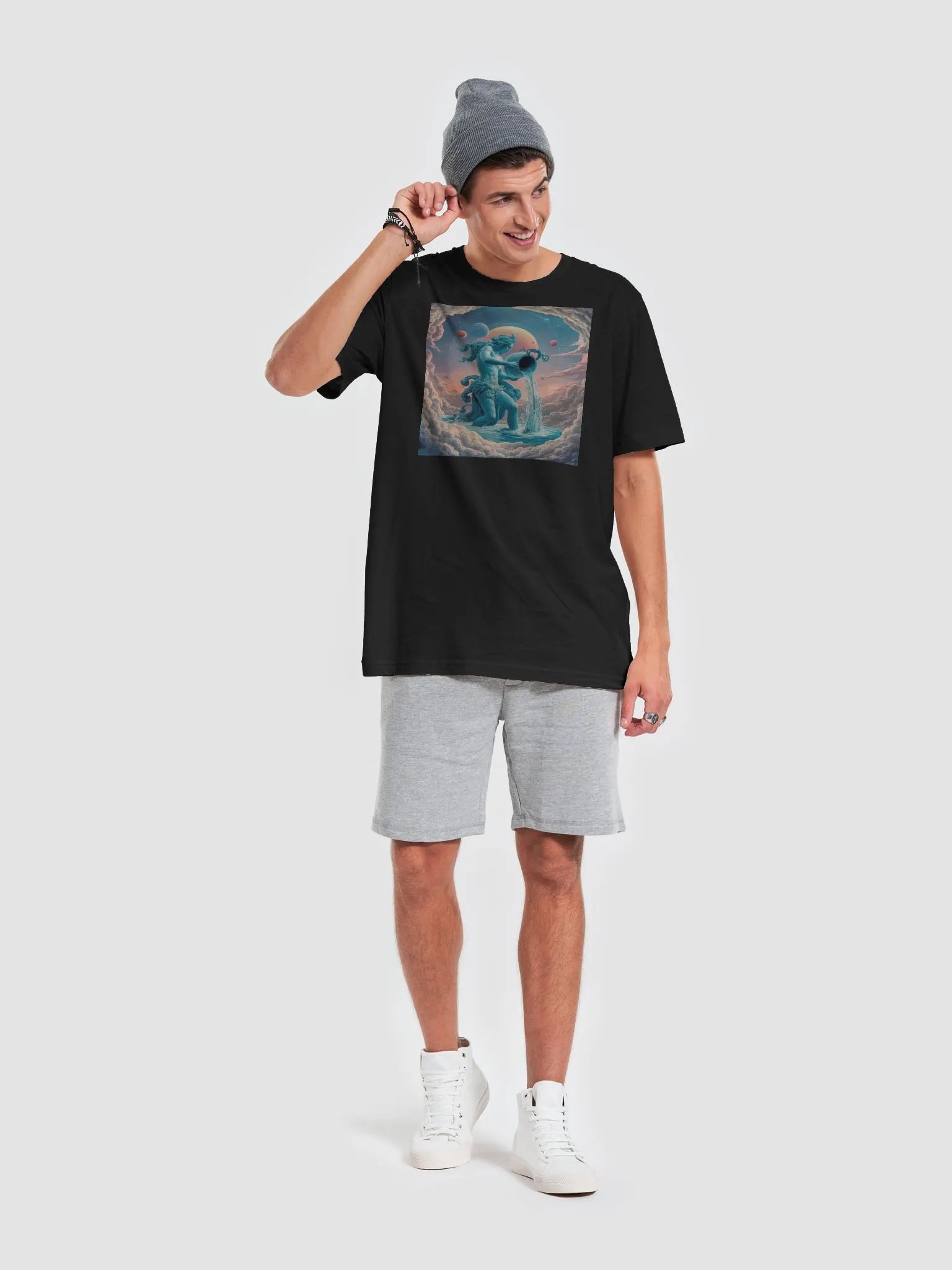 Aquarius Zodiac Unisex Supersoft T-Shirt with Cosmic Design product image (2)