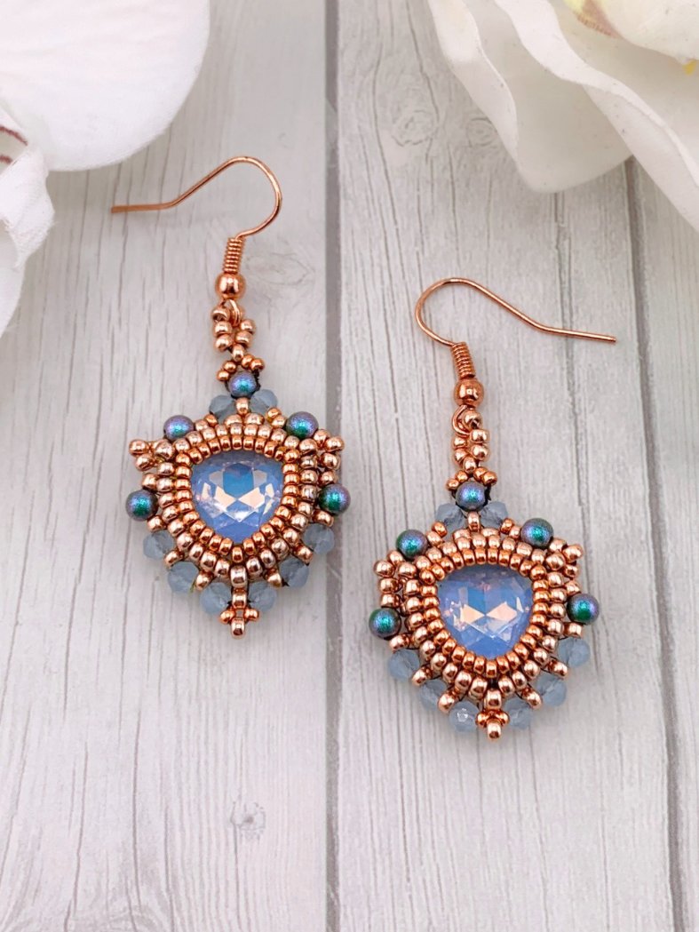 Trillion Glow Crystal Earrings - Blue/Rose Gold product image (1)