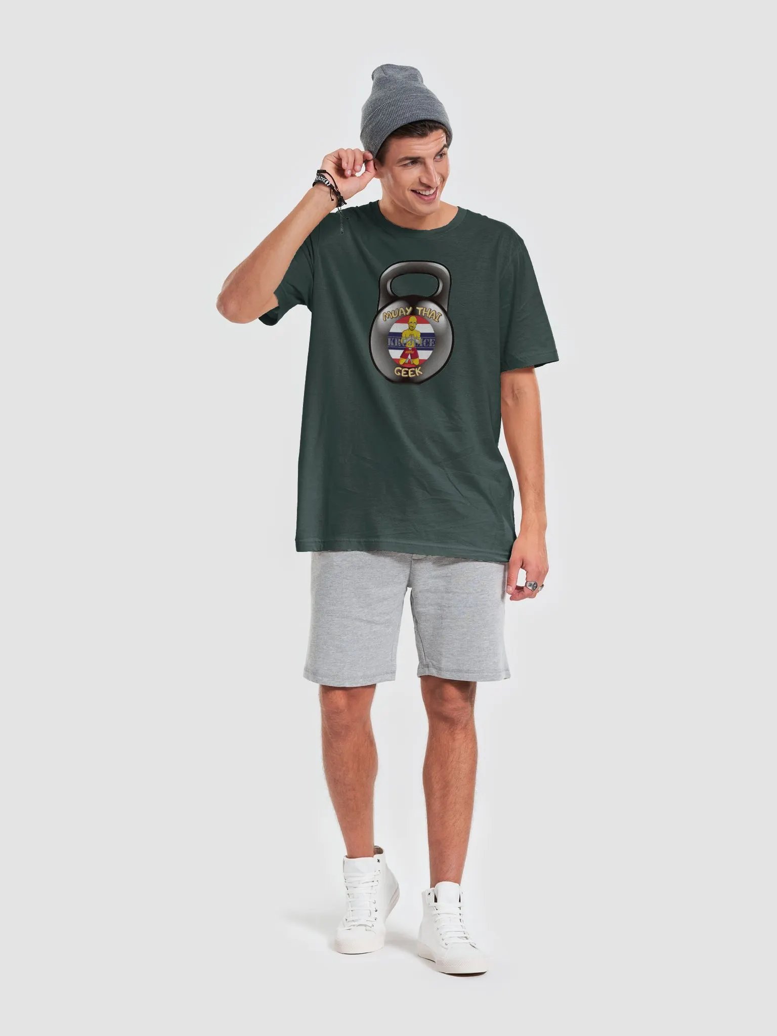 Muay Thai Geek Kettlebell Dark Green, Soft Tee product image (6)