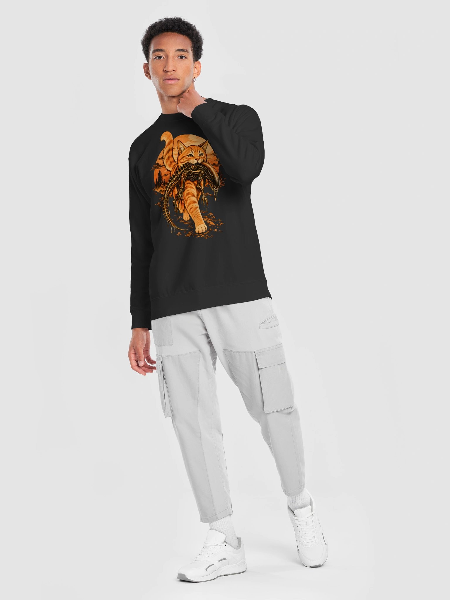Vintage Orange Tabby Cat Sweatshirt 🐈 Retro Cat Graphic Crewneck product image (8)