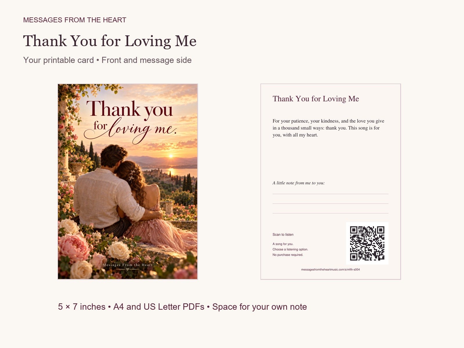 Thank You for Loving Me — Printable Song Gift product image (2)