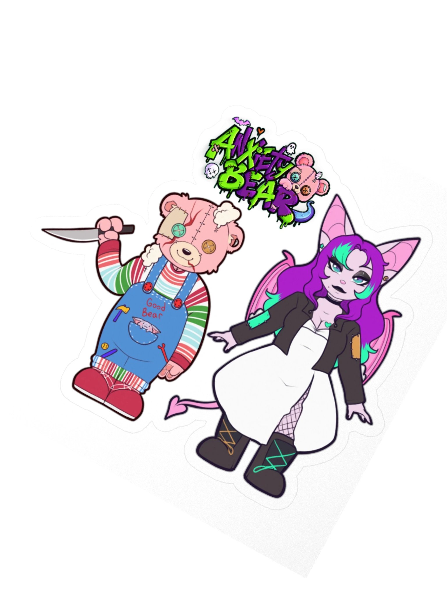 Anxiety Bear Scare Bear Stickers Halloween 2026 pt 7 product image (6)