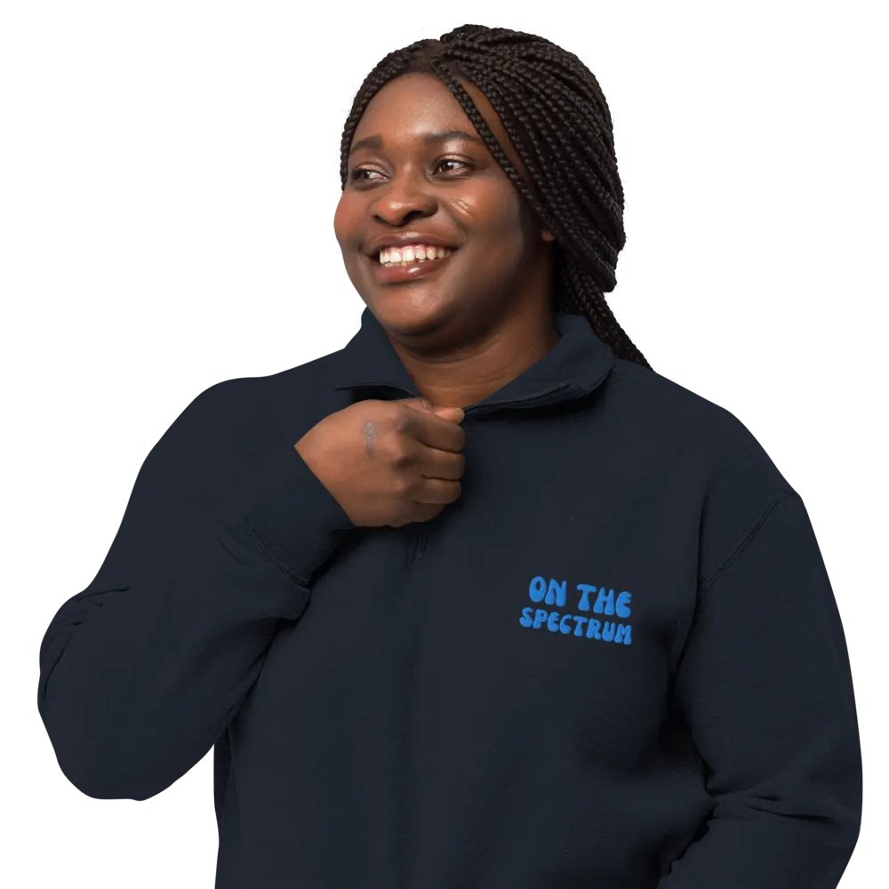 ON THE SPECTRUM (aqua) embroidered quarter zip product image (14)