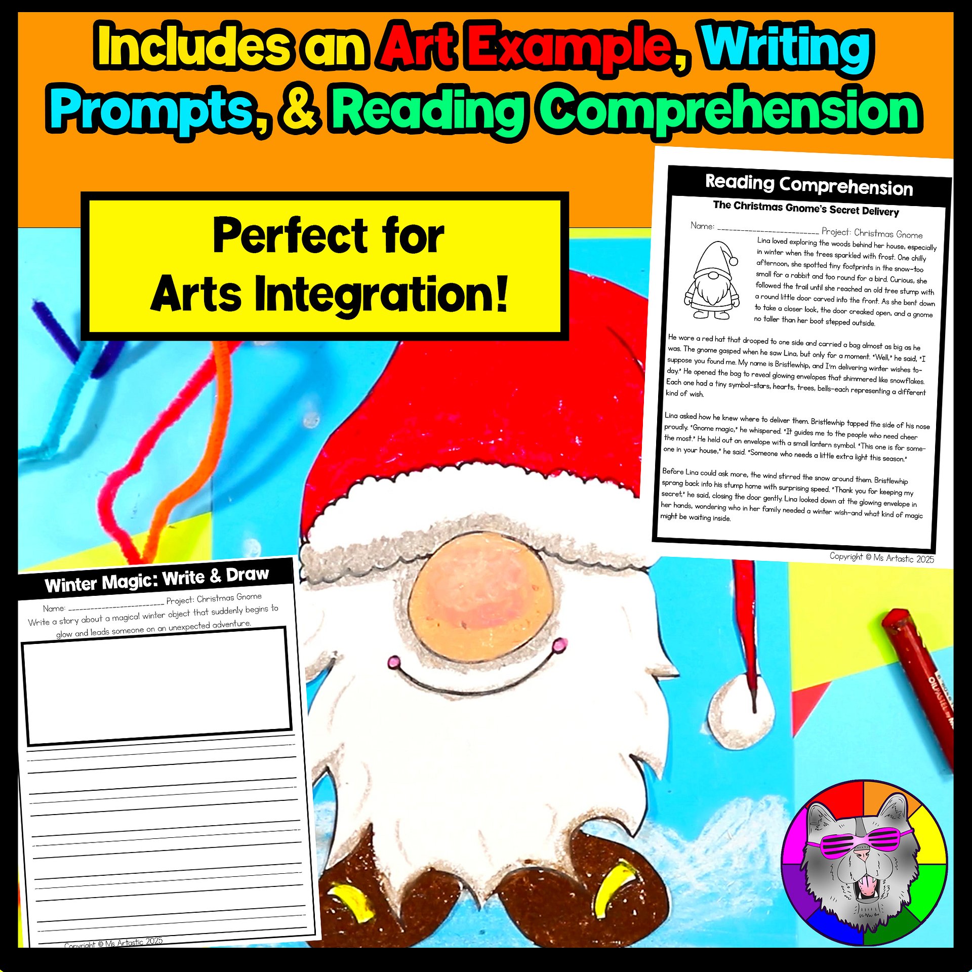 Christmas Art Lesson Gnome Christmas Art Project Holiday Art Activity Craft product image (3)