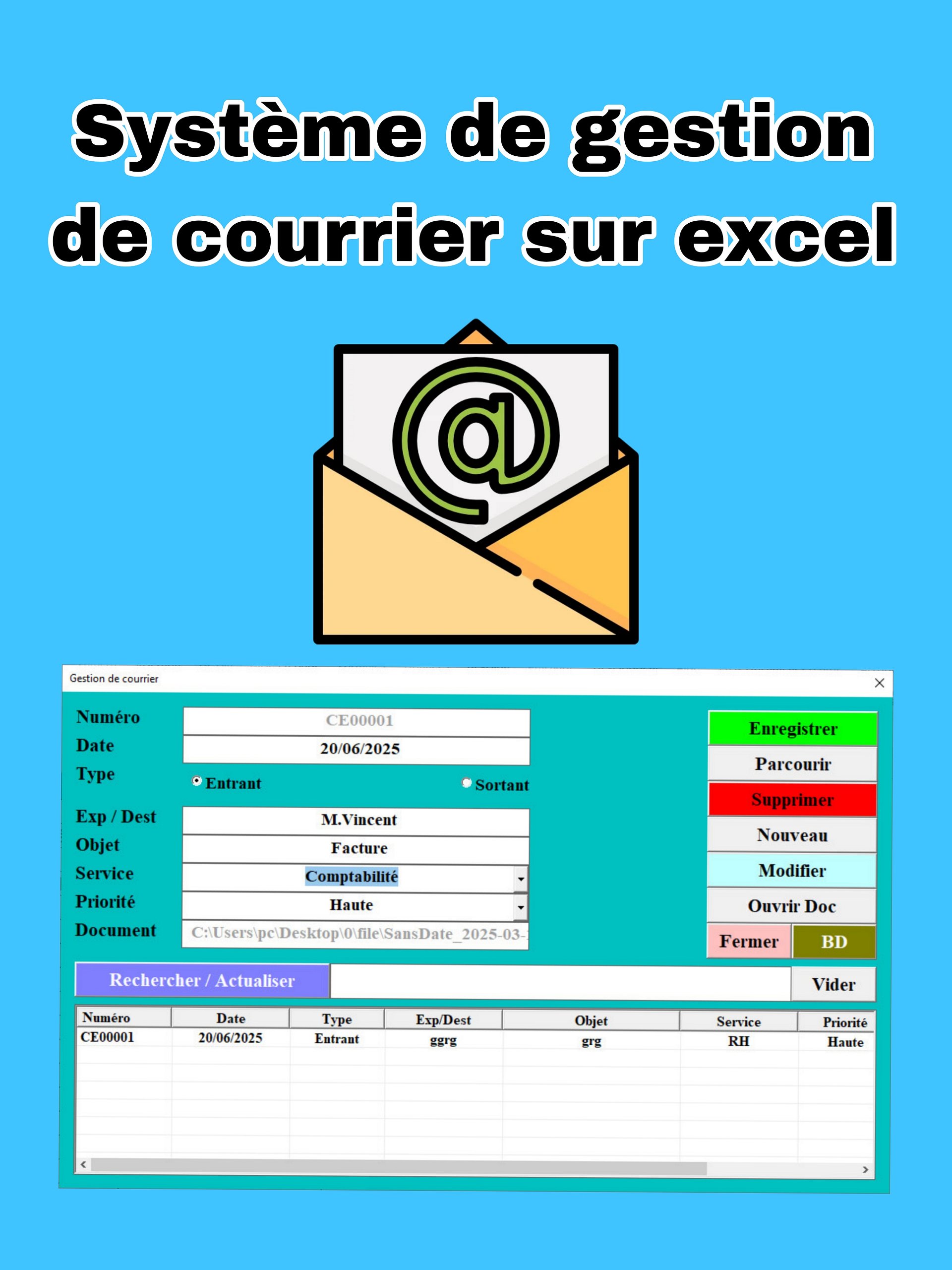 système de gestion de courrier sur Excel product image (1)