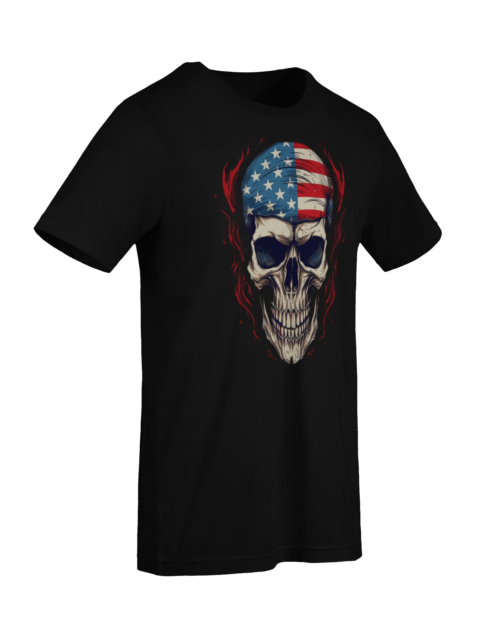 Stars & Stripes Skull Flame T Shirt Tee product image (9)