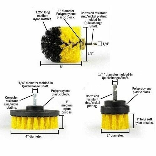 3 Piece Drill Brush Kit Power Scrubber for Tile Grout Shower Tub Wall product image (9)