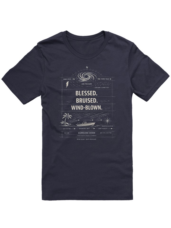 Florida Hurricane Survival Shirt Wind-Blown Blueprint Design product image (1)