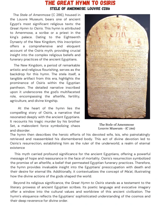 The Great Hymn To Osiris - Stele of Amenmose - with Hieroglyphic Text product image (2)