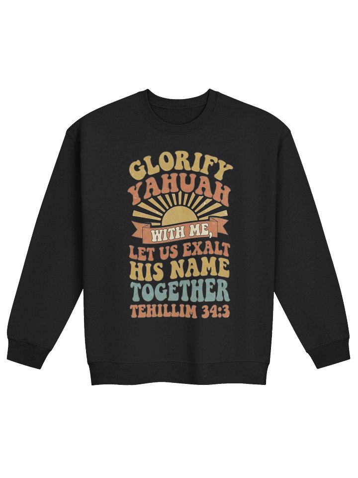 Glorify YAHUAH With Me Retro Sweatshirt | Tehillim 34:3 Scripture Pullover product image (1)