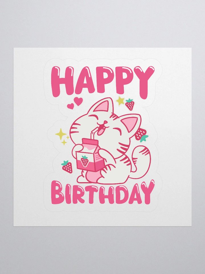 Happy Birthday (Cat Strawberry) Sticker product image (1)