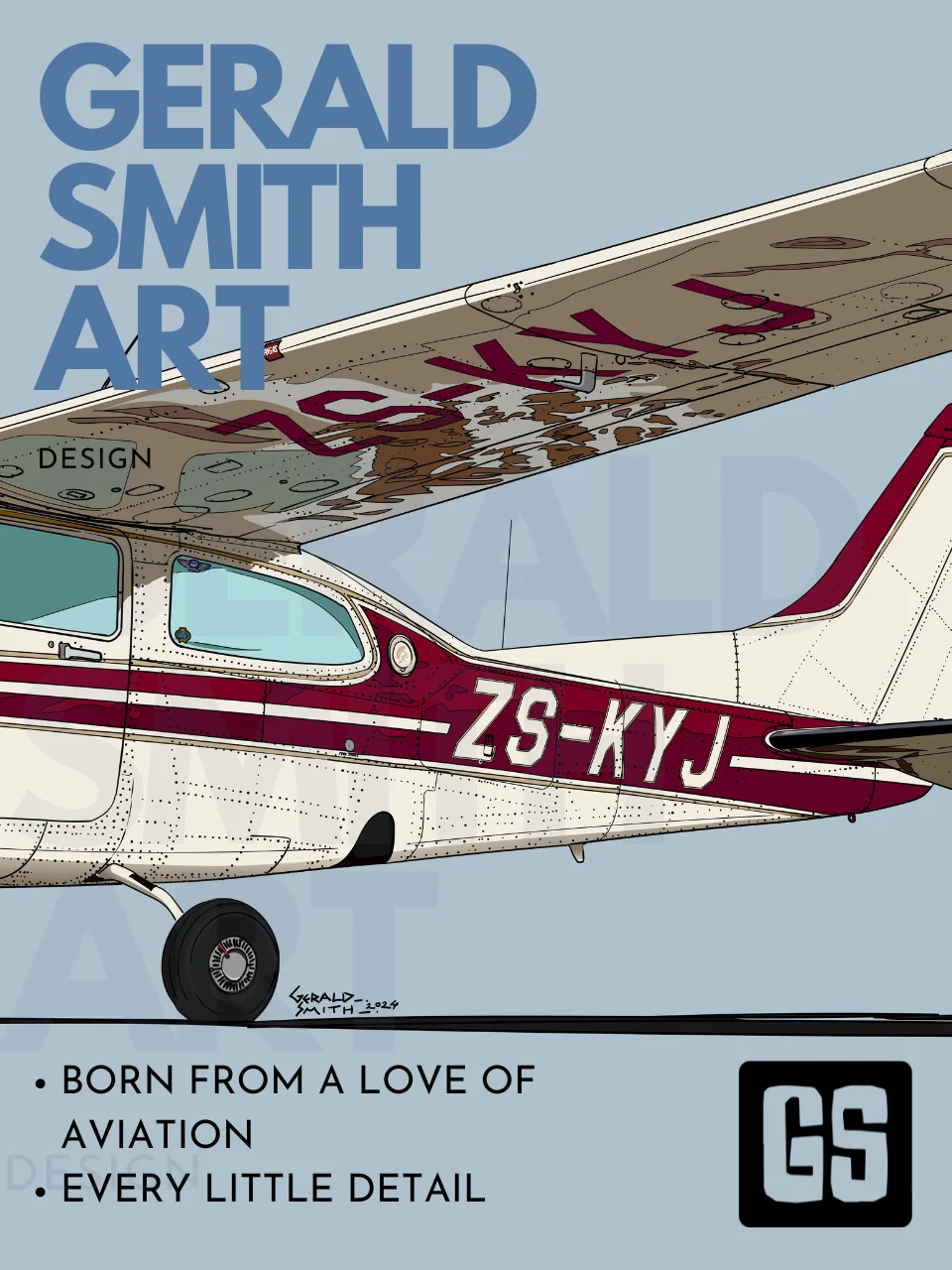Cessna 210 ZS-KYJ Digital Printable Aviation Art Illustration Perfect Gift for Pilots & Enthusiasts product image (4)