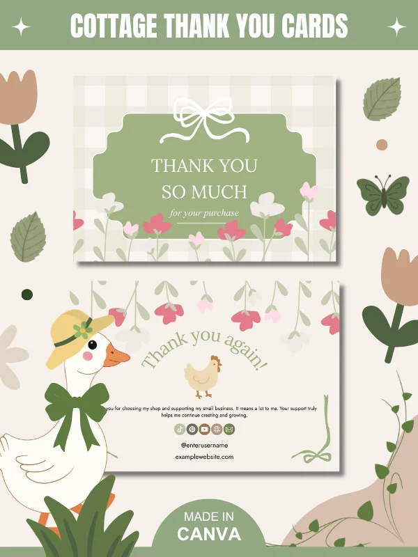 Cottagecore Canva Thank You Cards (MRR/PLR) product image (1)