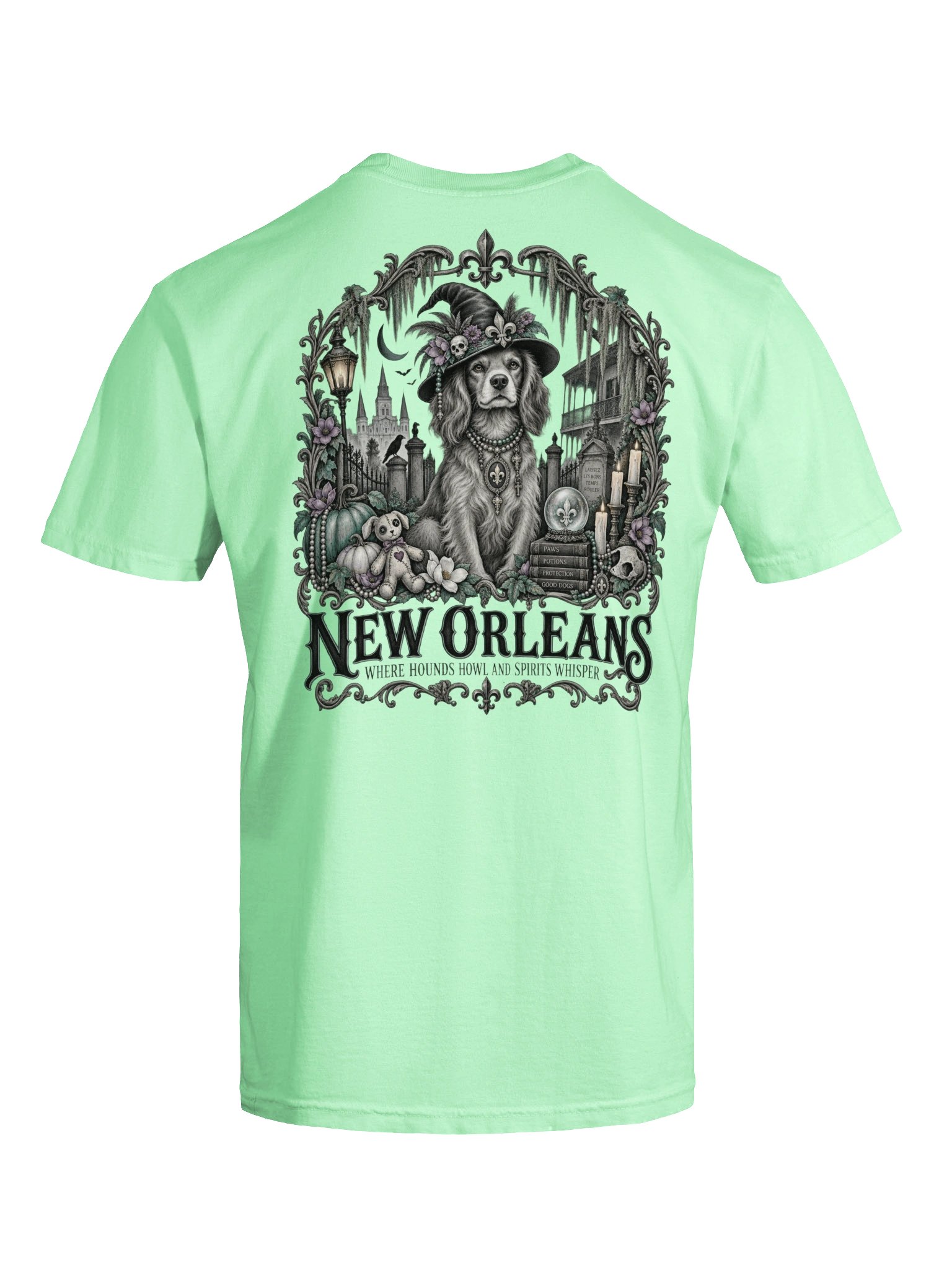 New Orleans Witchy Hound Halloween Tee product image (23)