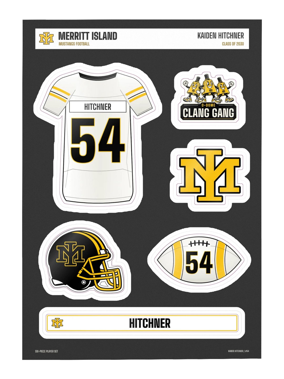 Kaiden Hitchner #54 — Mustangs Sticker Sheet