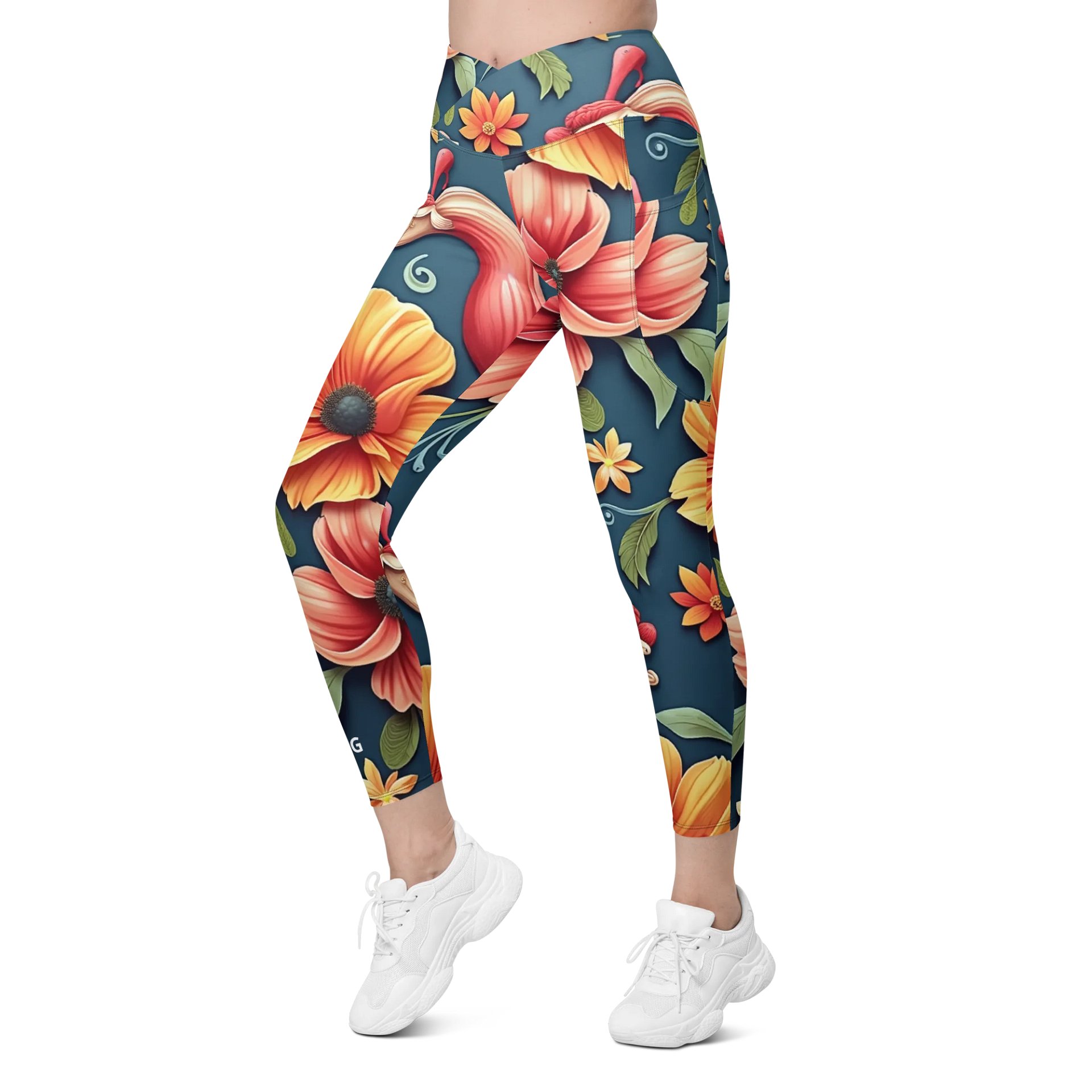 Barry Grady 'Floral Fiesta' Crossover Leggings with Pockets product image (6)