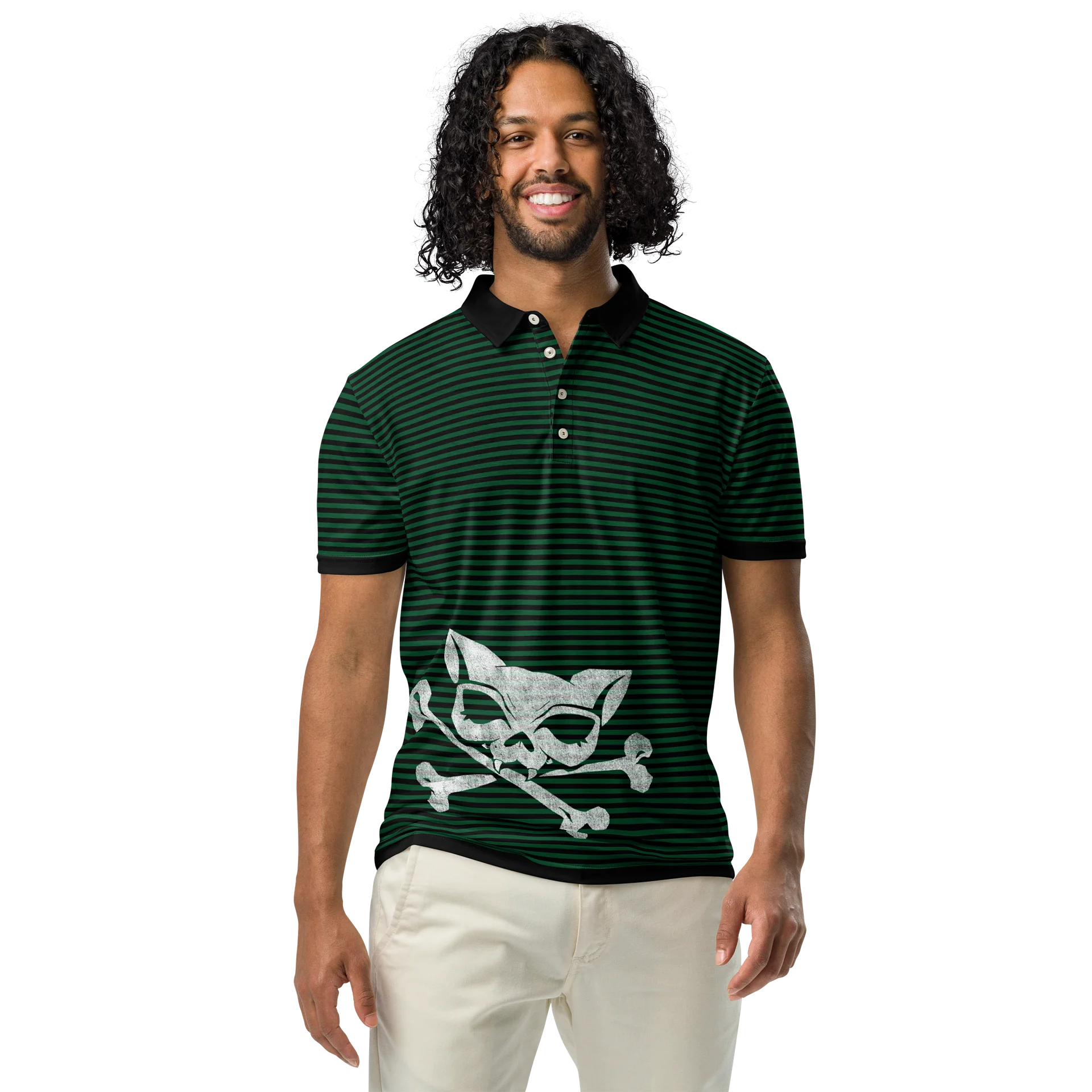 Green and Blaque Small Stripped Katskull Polo product image (3)