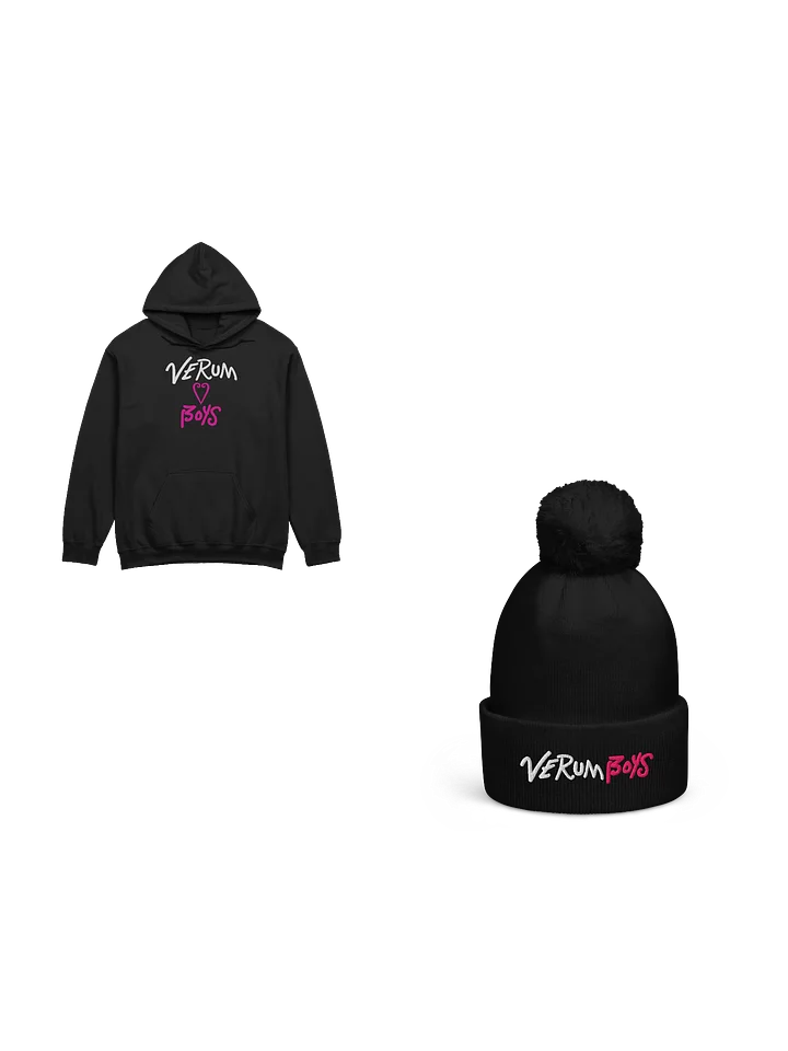 Verum Boys Beanie and Hoodie Bundle (White/Pink) product image (1)