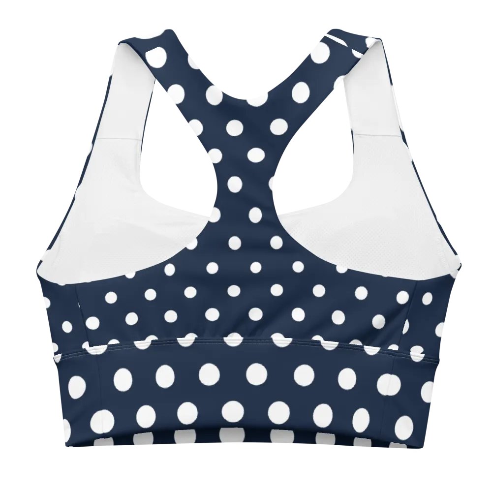 White/Navy Polka Dots Sports Bra product image (6)