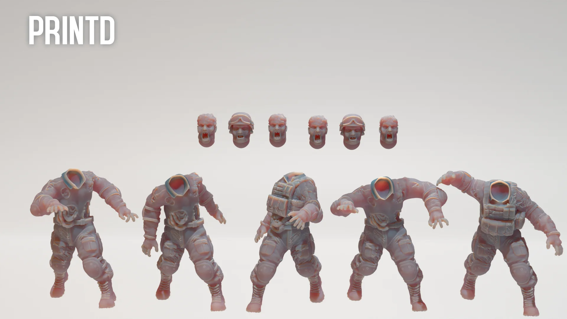 After the fall Part 3 Zombie Pack - Post Apocalyptic Zona Alpha Wargame Hobby Resin Scale Models product image (3)