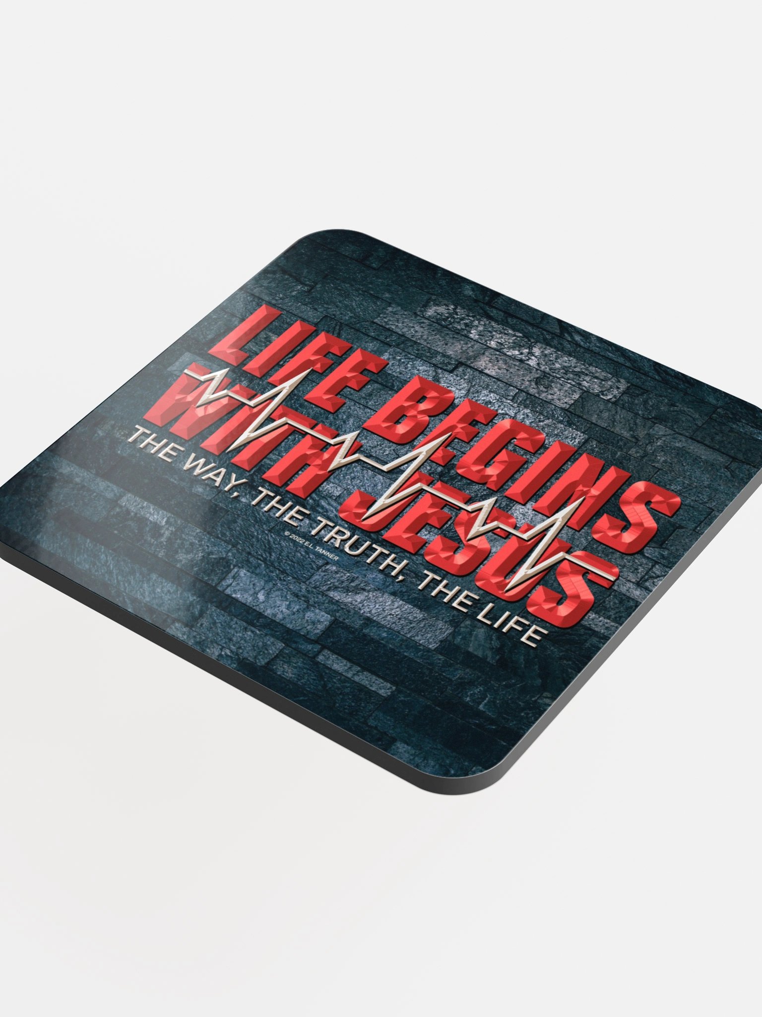 Life Begins with Jesus, Blk Coaster BV product image (4)