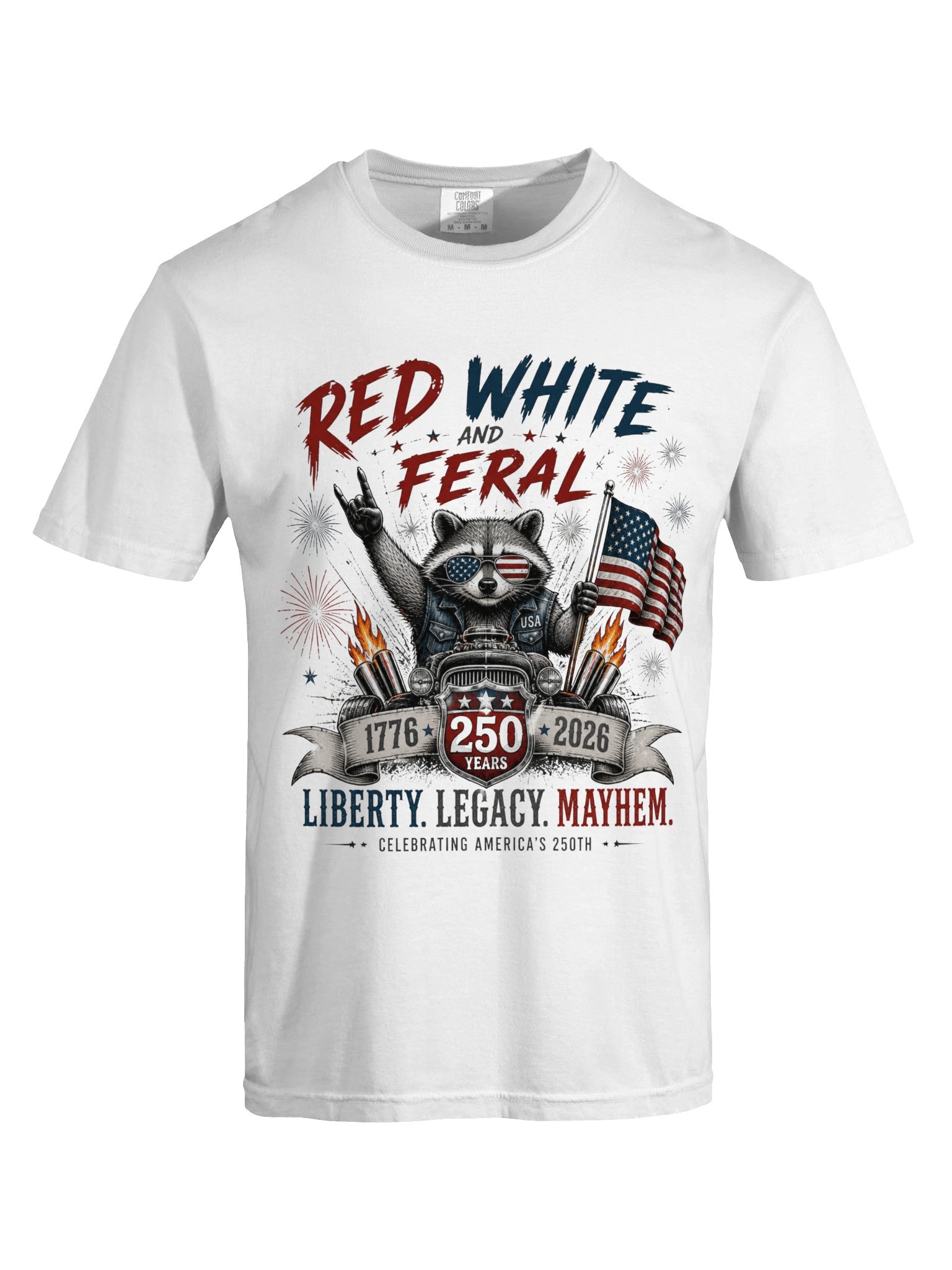 Red White Feral Raccoon America 250th Patriotic product image (5)