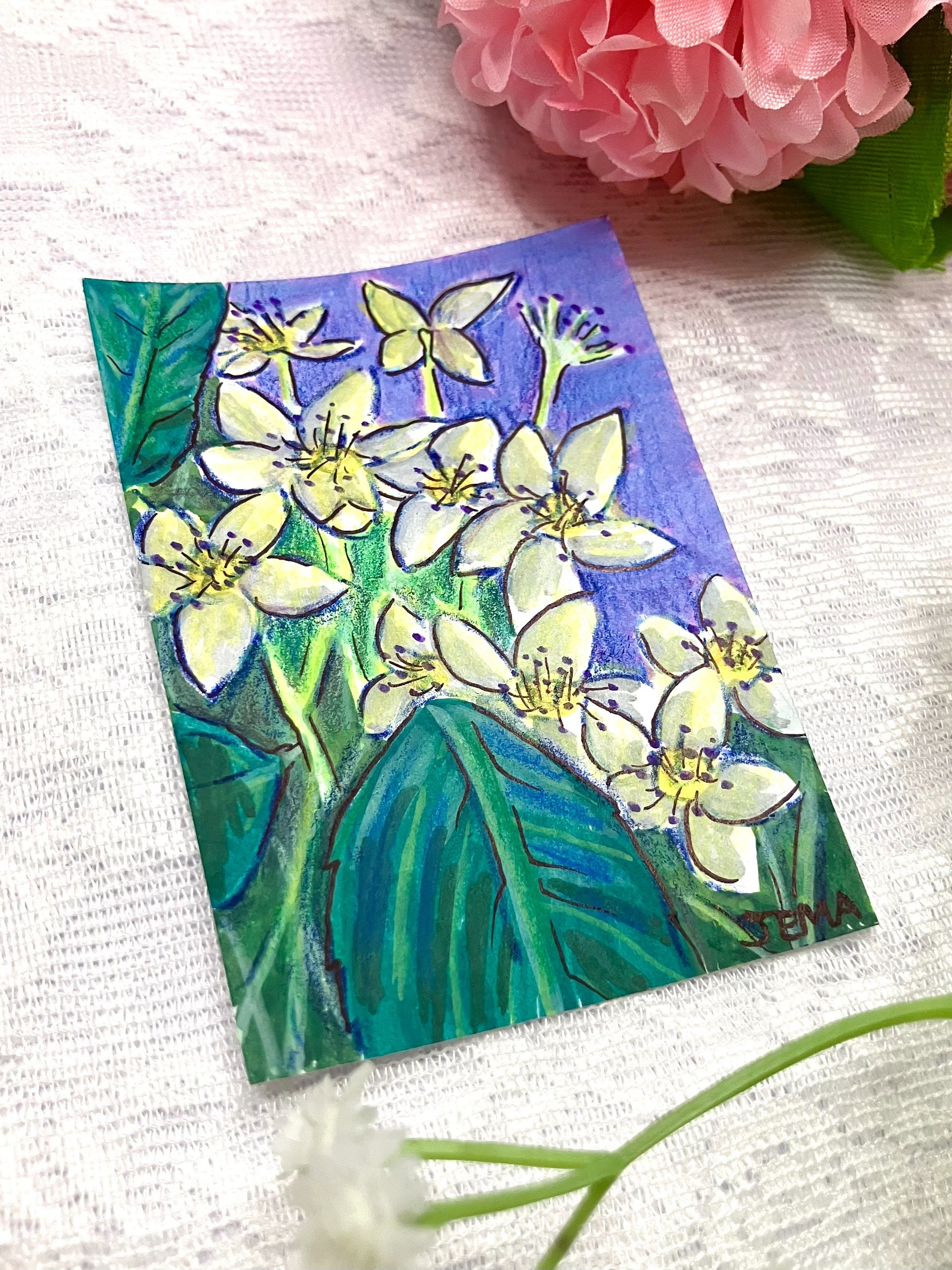 Car Park Flowers ACEO Original Marker Artwork product image (2)