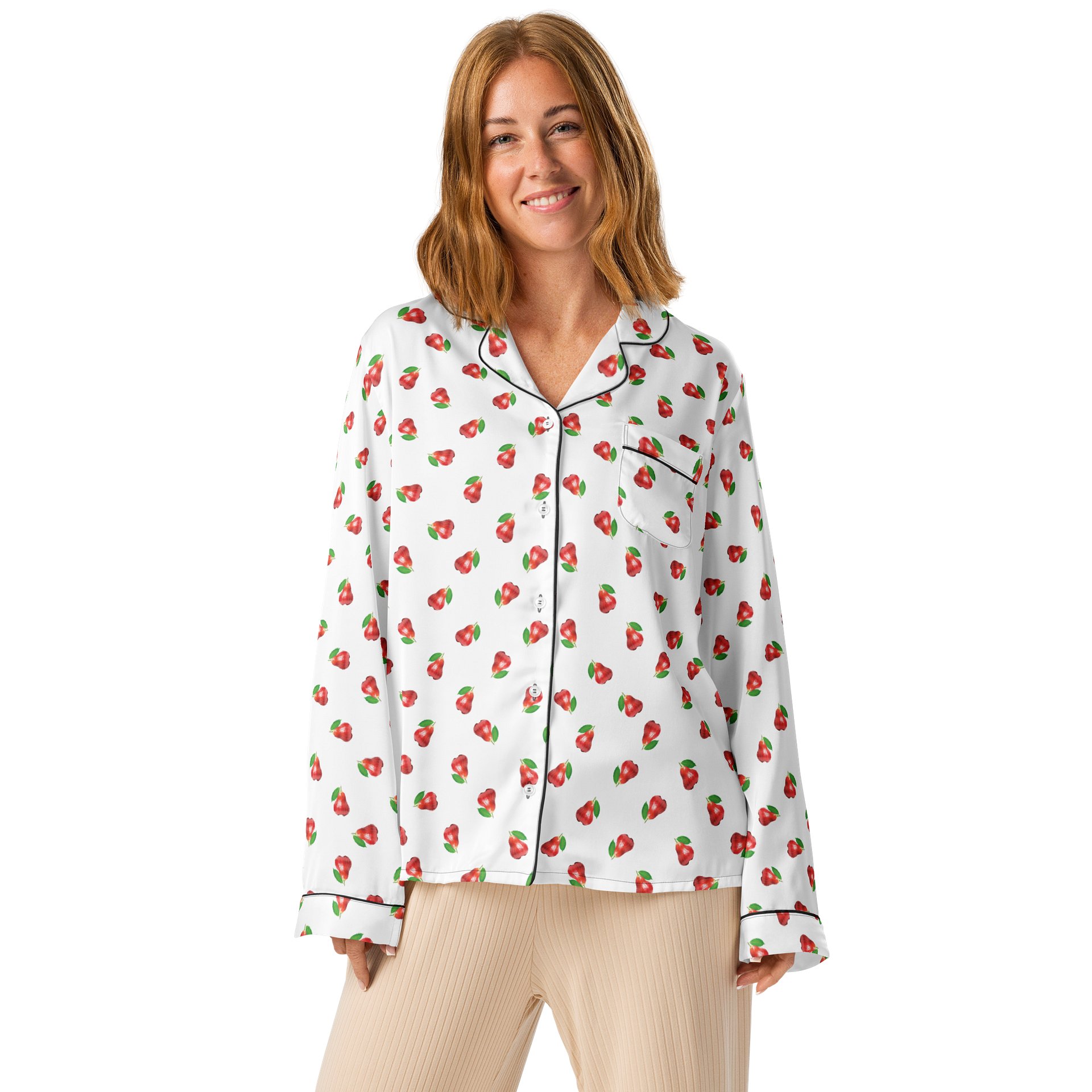 CaribbeanApples Otaheite Fruit Print | Women's Long Sleeve Pajama Top product image (1)