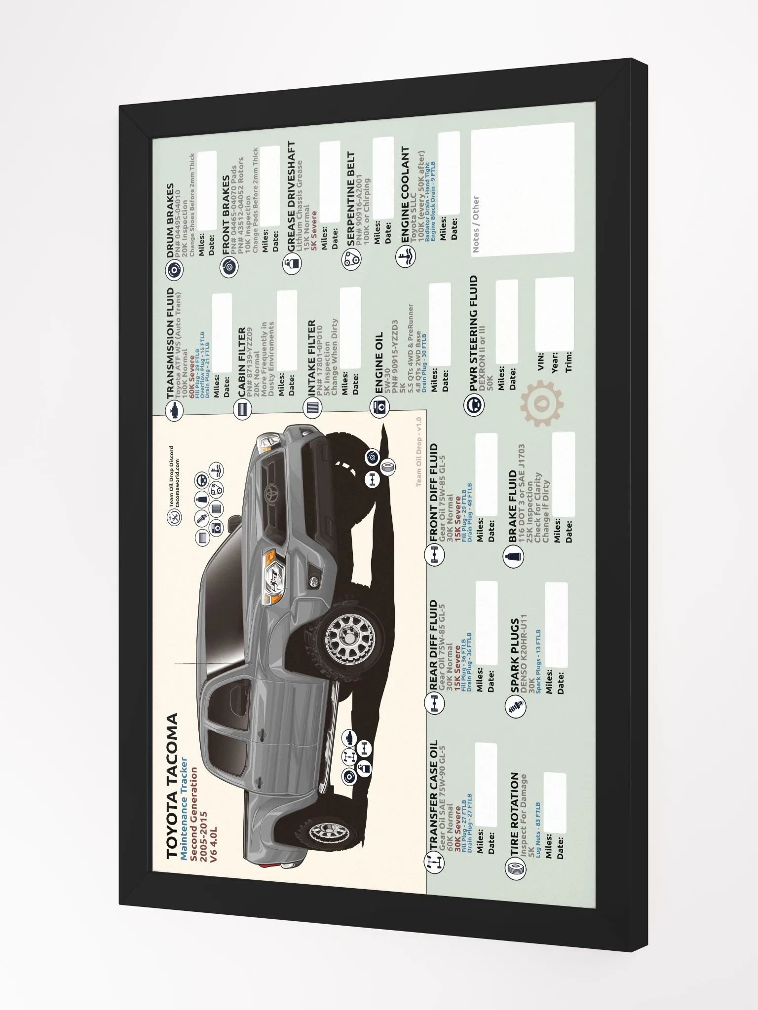 2nd GEN MAINTENANCE TRACKER V1.0 - Silver (FRAMED) product image (3)