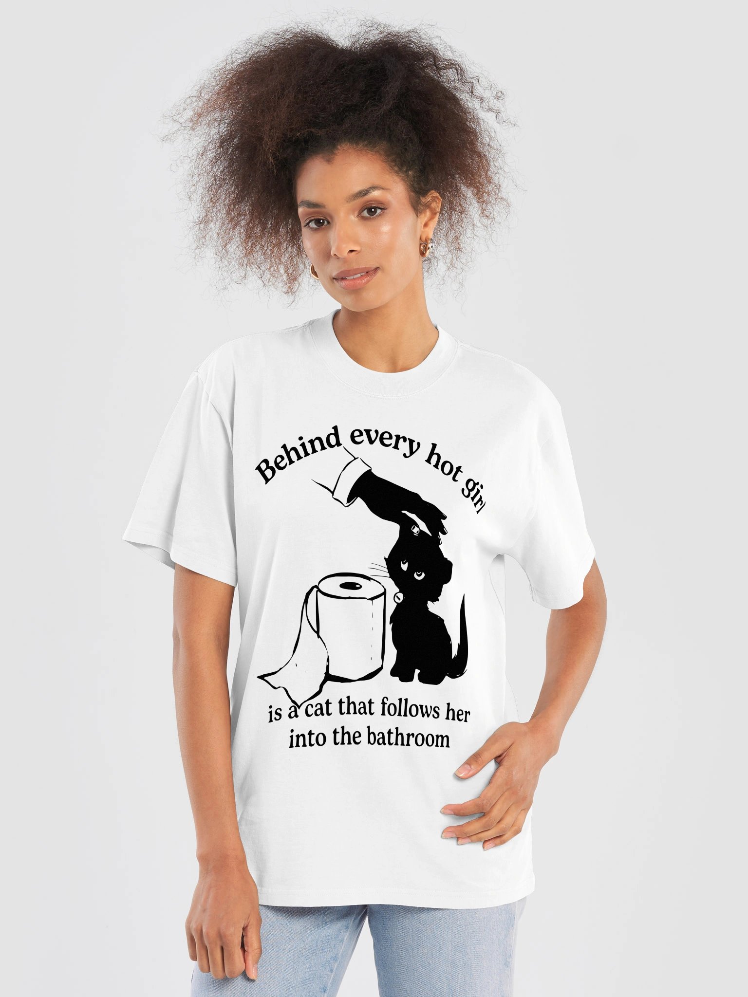 Behind Every Hot Girl Is a Cat Graphic T-Shirt product image (5)