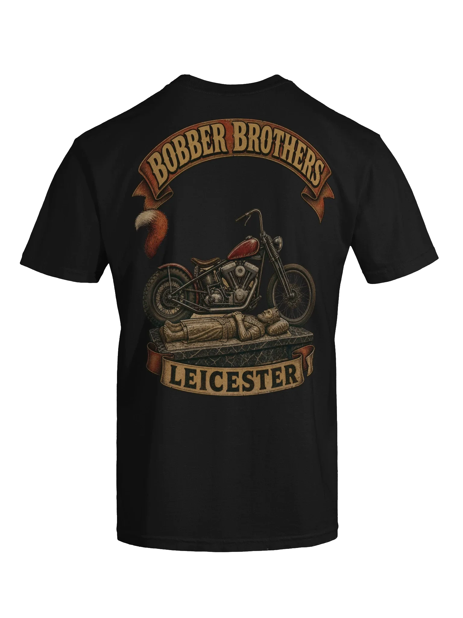 Leicester motorcycle t-shirt design by Bobber Brothers