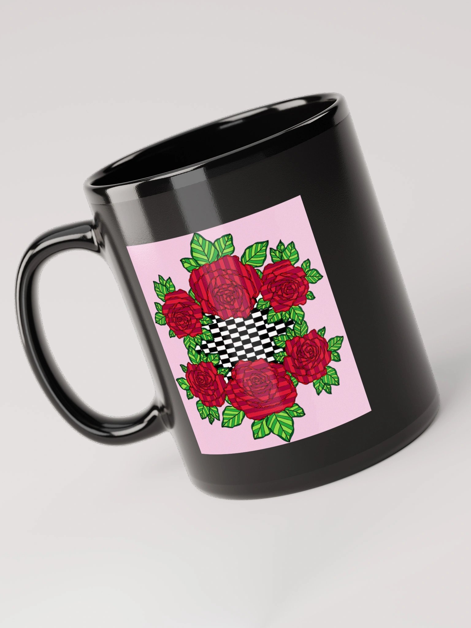 Black Glossy Mug (Rose-Pink) product image (5)