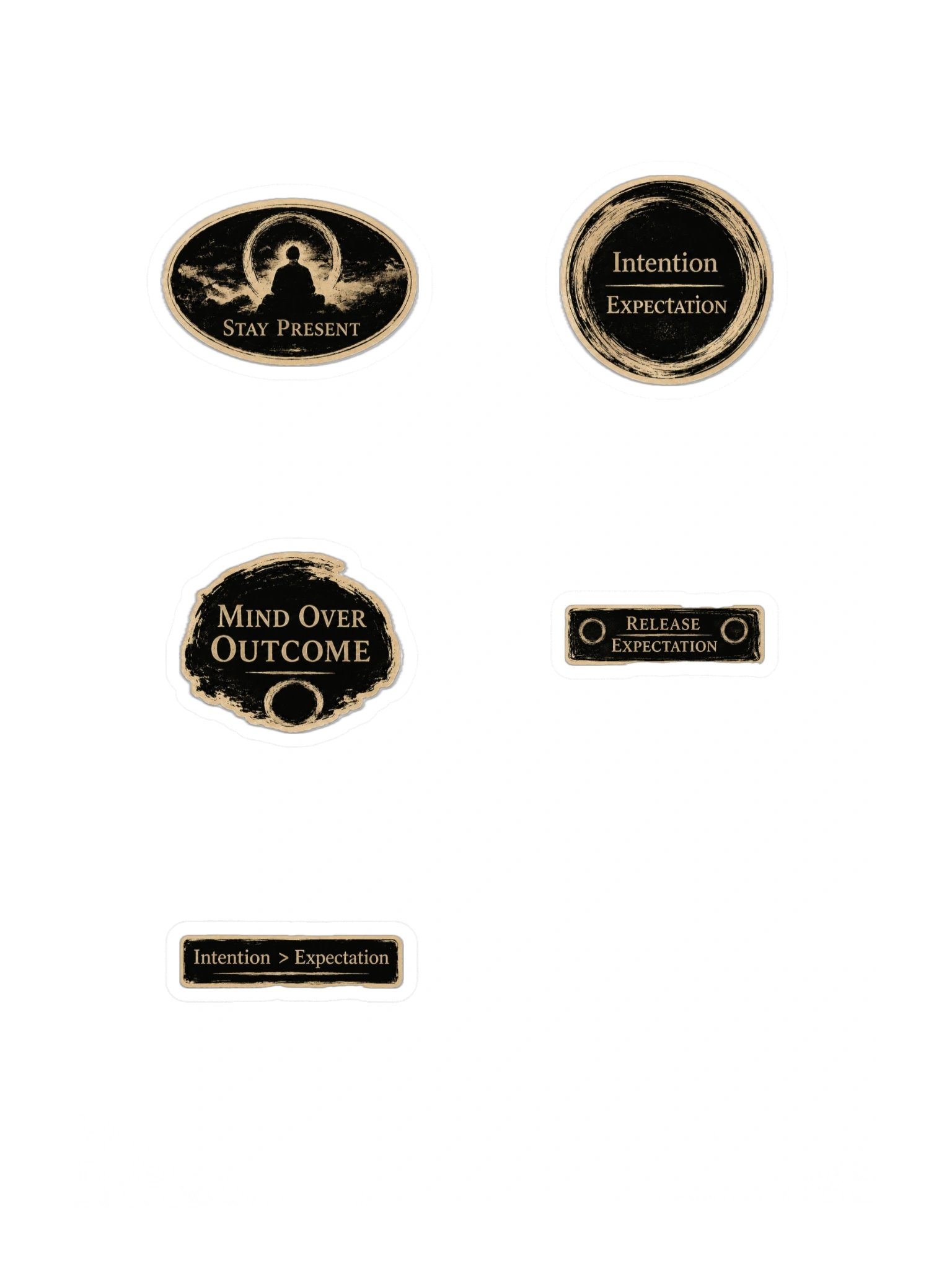 Mindful Intention Sticker Pack – Vintage Zen Aesthetic Decals (5-Piece Bundle) product image (3)