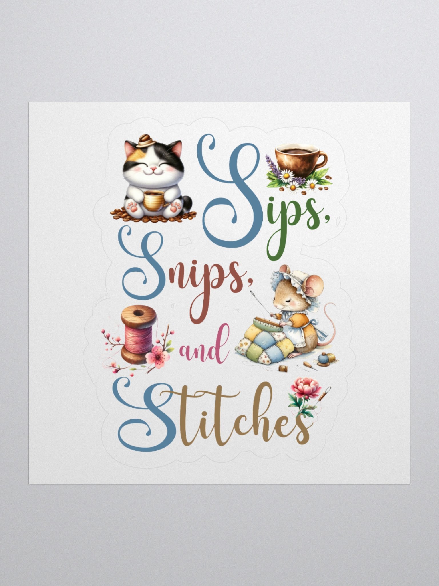 Whimsical Sips, Snips and Stitches Stickers product image (1)